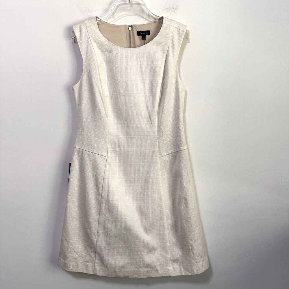 The Limited Sleeveless Sheath Dress 10 Textured Ivory Party Lined‎ Work NEW FLAW